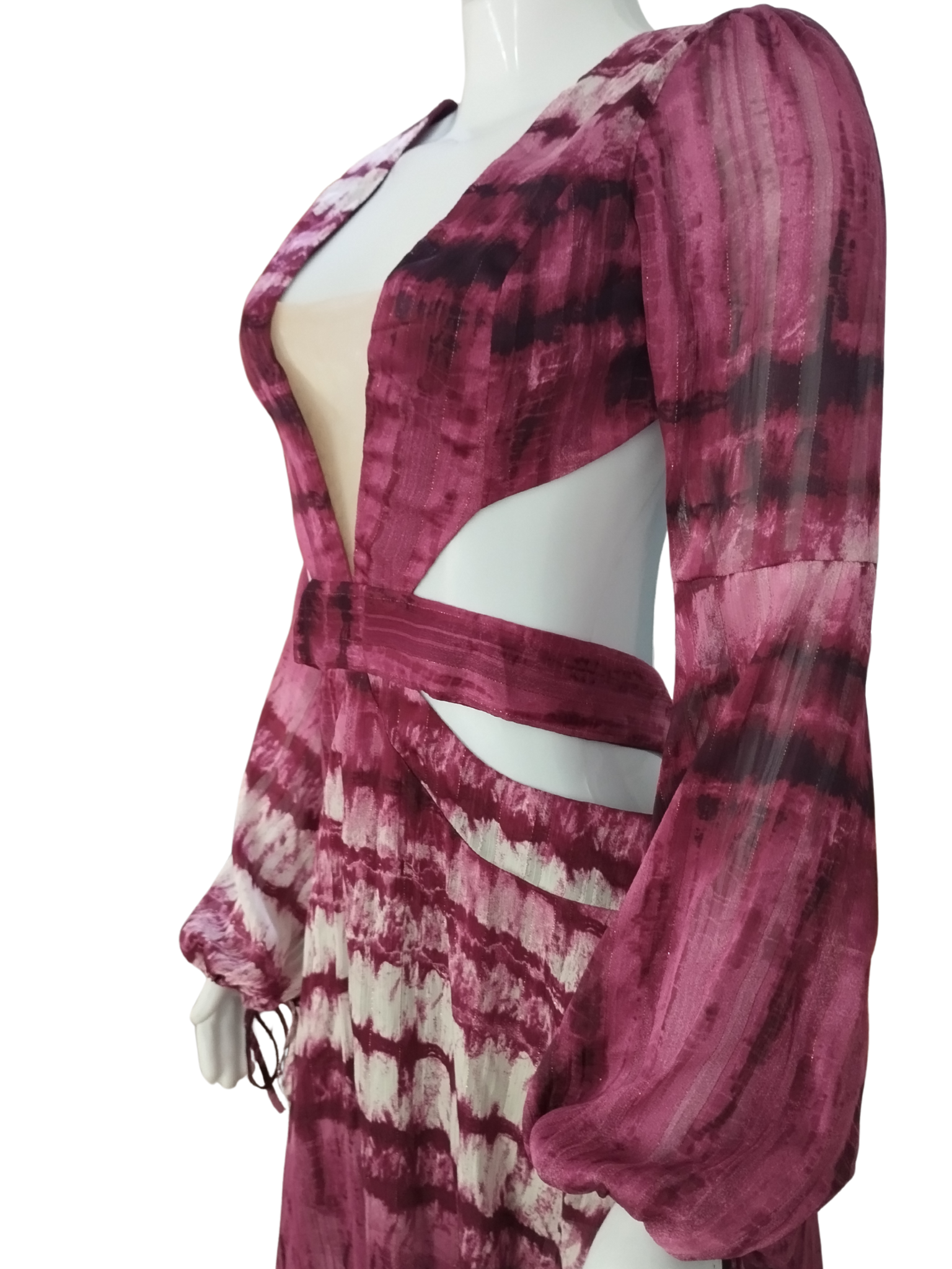 Vestido Agatha Longo Tie Dye Costas Nuas Fucsia Tamanho G