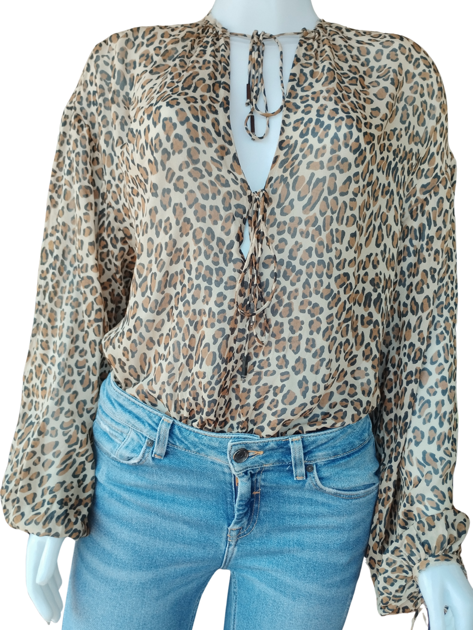 Body Animale Tule Manga Longa Onça tamanho M