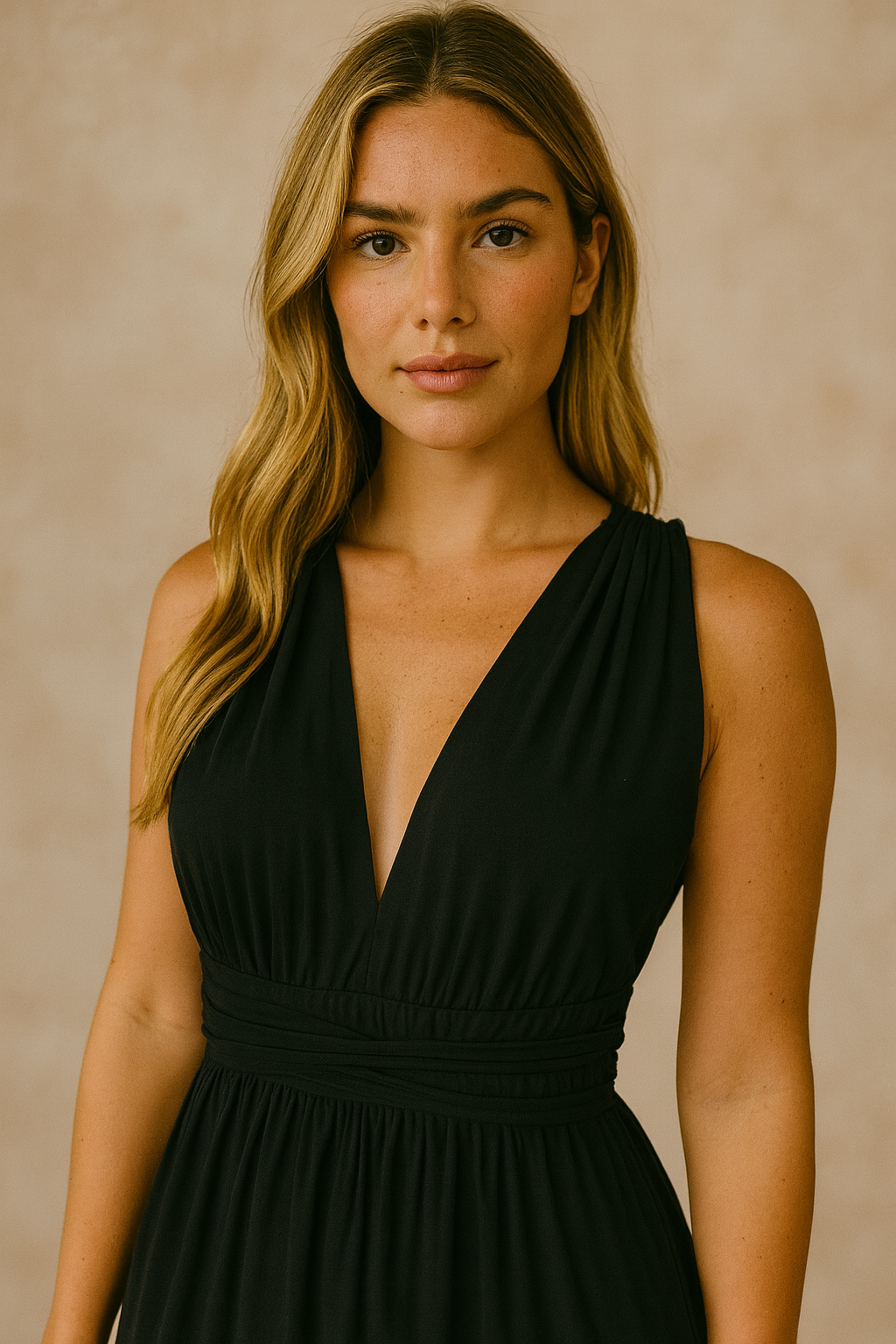 Vestido Longo Costas Nuas Caravana Preto tamanho M