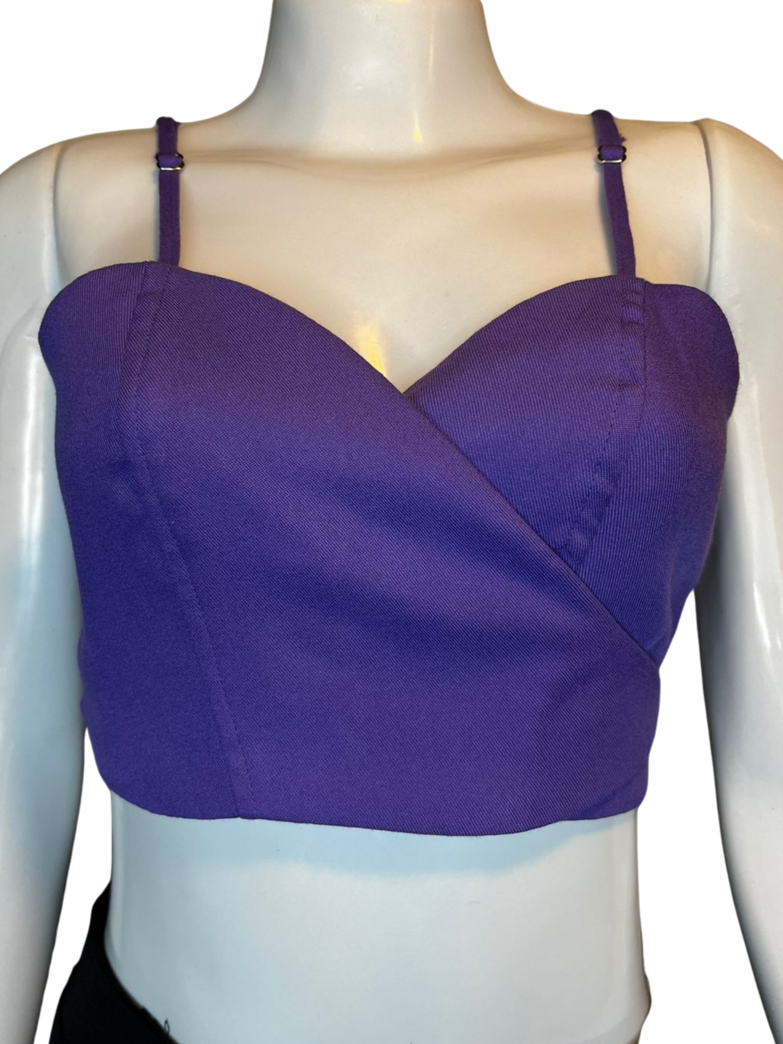 Blusa Cropped Afghan Transpassada Roxo tamanho G