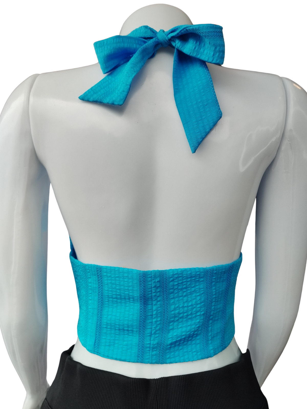 Cropped Afghan Frente Única Zíper Azul tamanho G