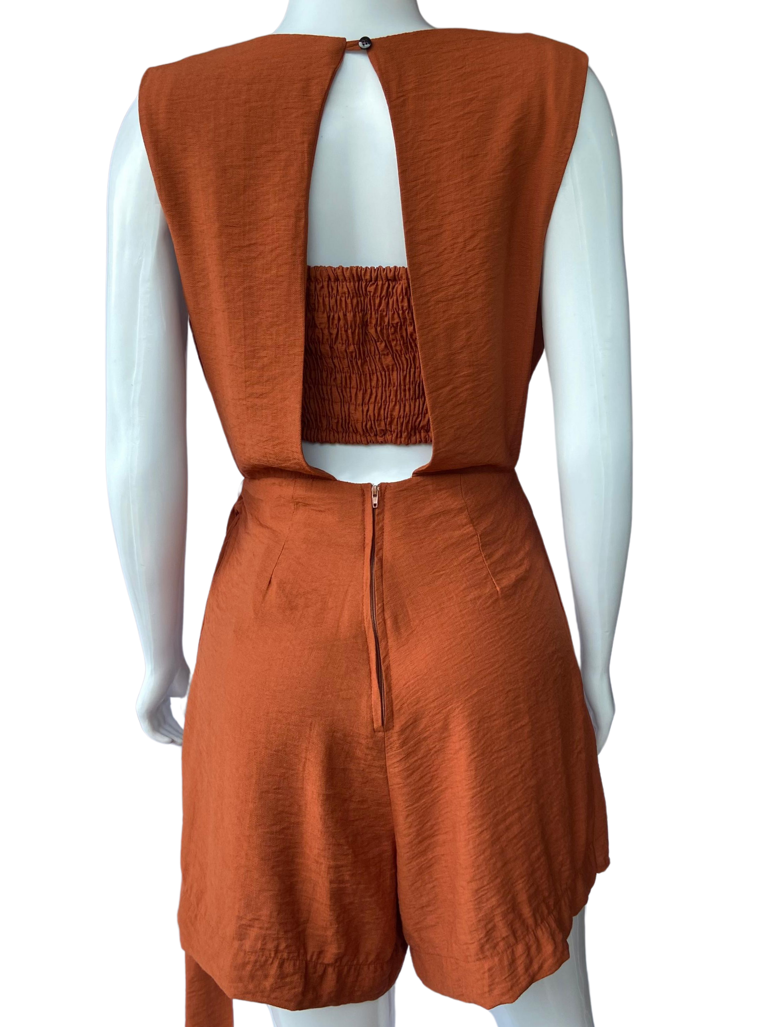 Macaquinho Afghan Decote V Terracota tamanho P