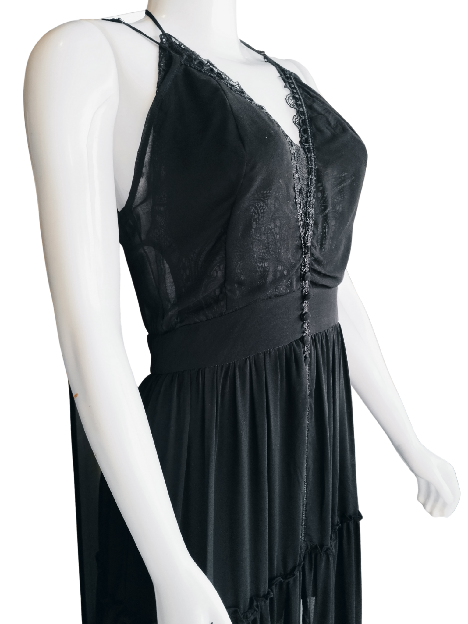 Vestido Agatha Longo Decote Renda Preto tamanho 44