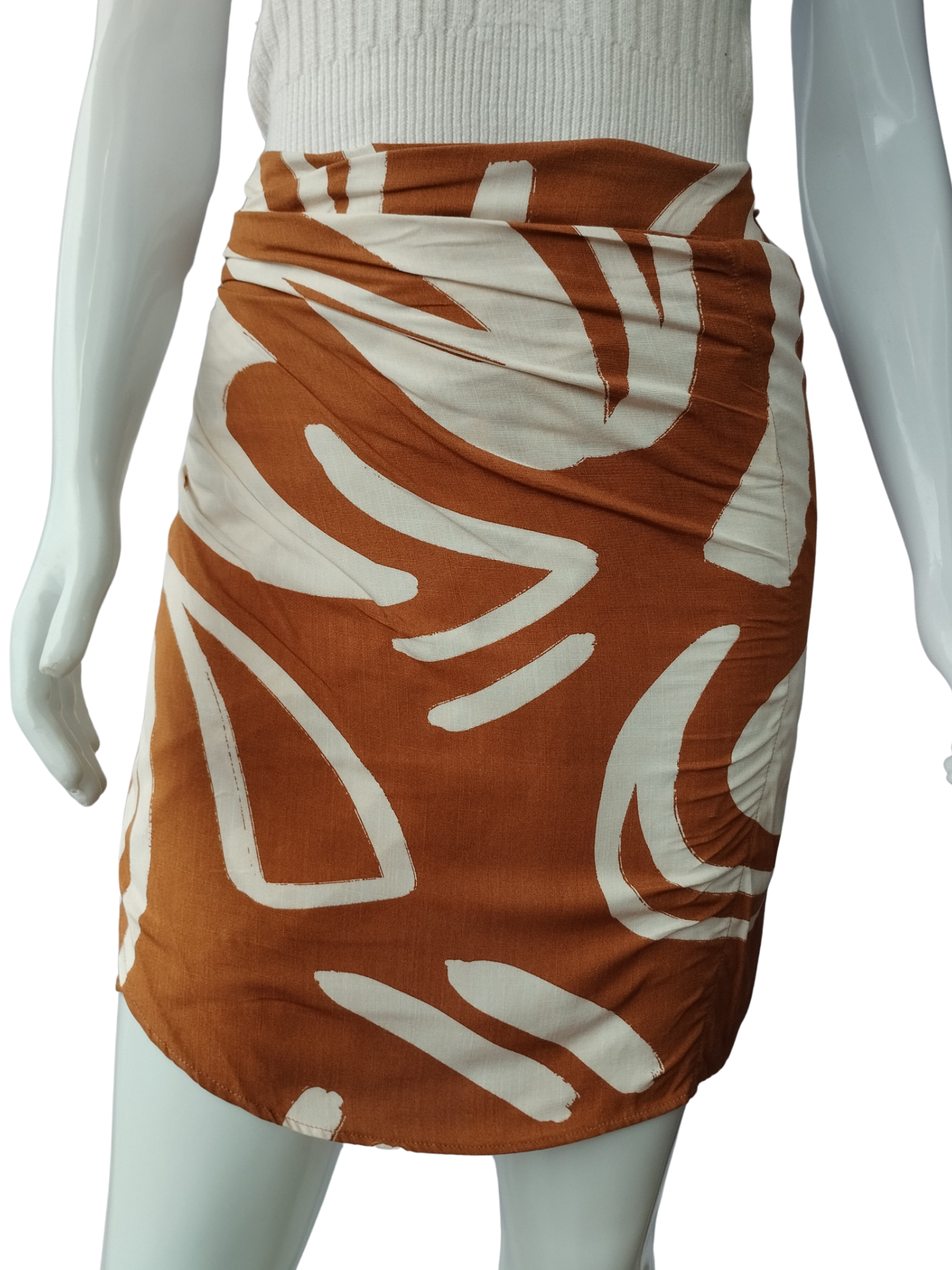 Saia Transpassada Estampa Marrom tamanho M