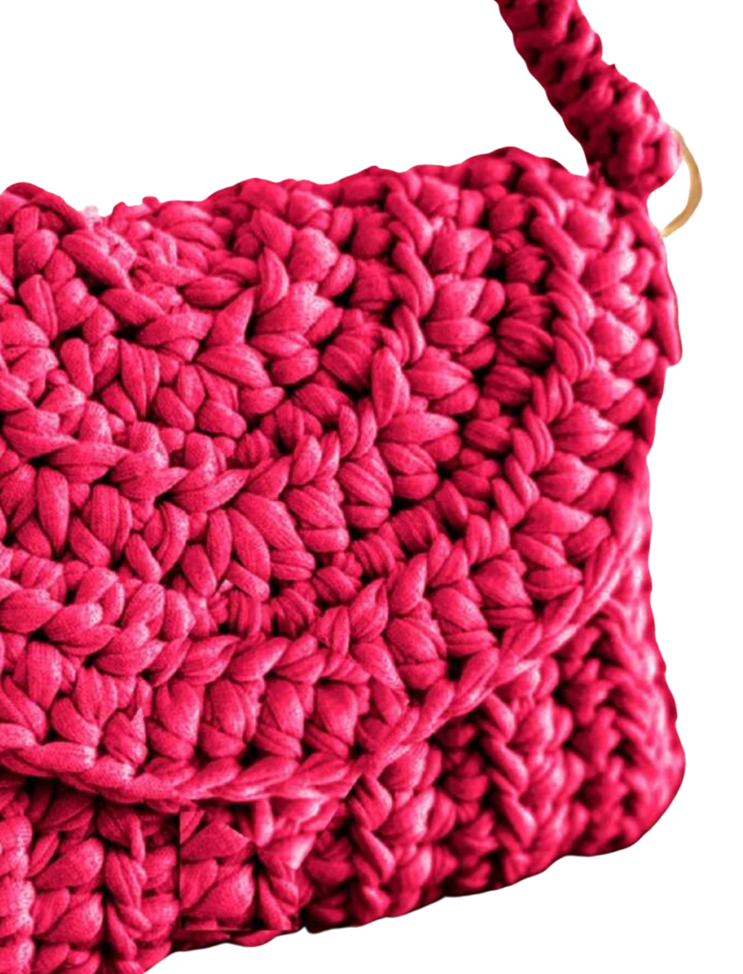 Bolsa de Mão Artesanal Crochê com Corrente Adicional Dourada Rosa Pink