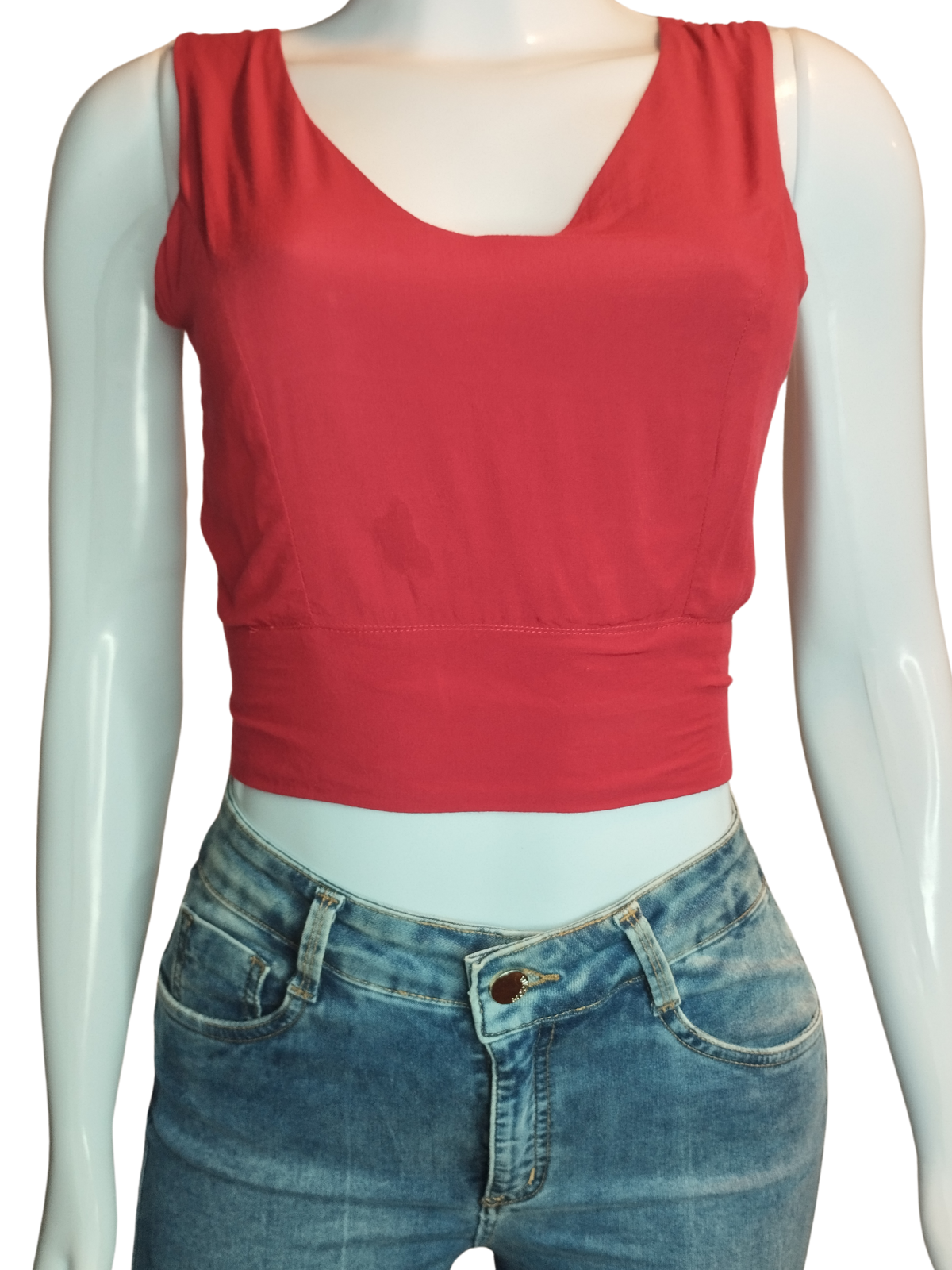 Blusa Cropped Amarração Costas Vermelho tamanho P