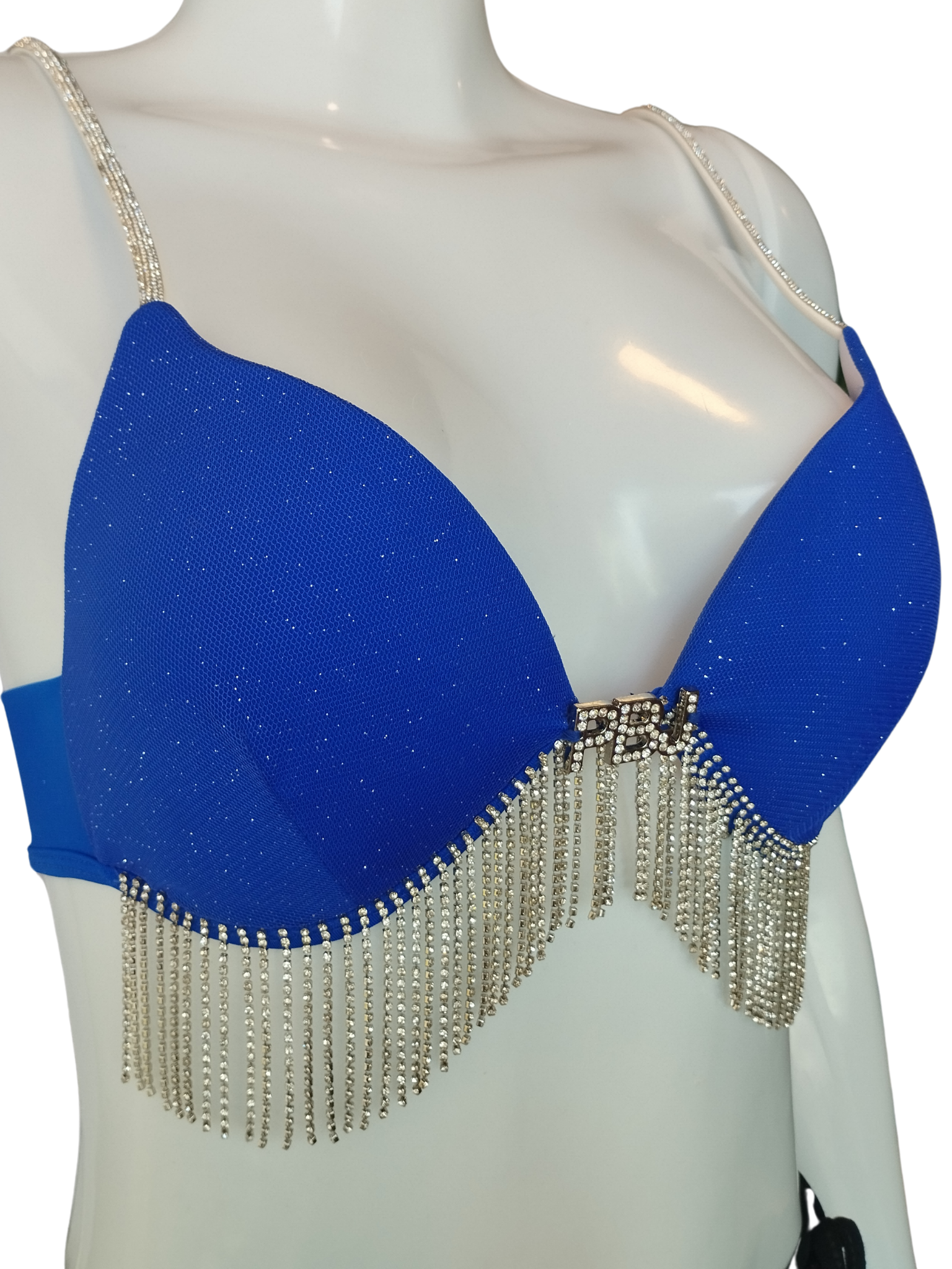 Blusa Top Pitbull Jeans Strass Azul tamanho M