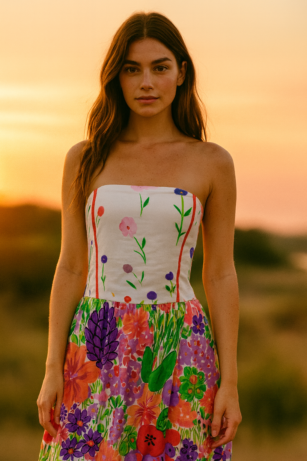 Vestido Balonê Shop 126 Tomara que caia Floral Colorido tamanho 42