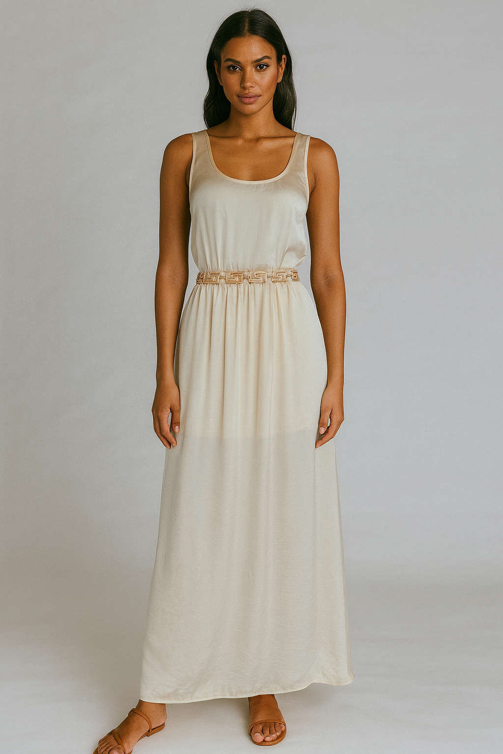 Vestido Longo Champanhe Bege tamanho G