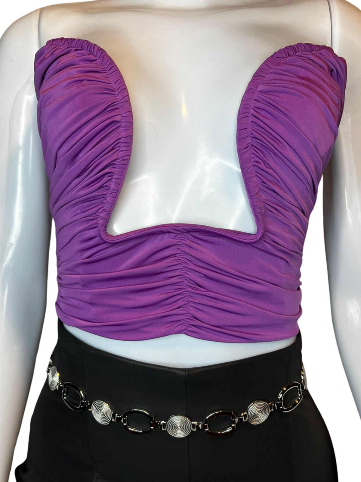 Cropped Ágatha Decote Aro Roxo tamanho P