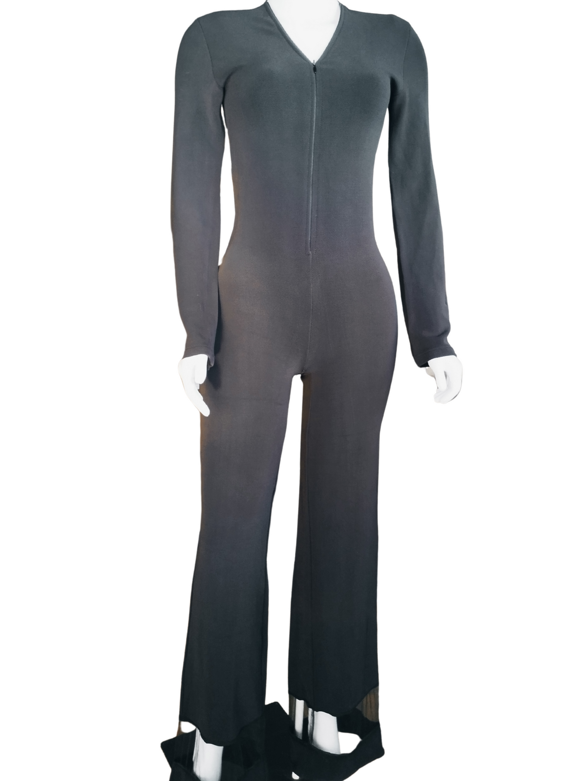 Macacão Manga Longa Ziper Frontal Preto tamanho M