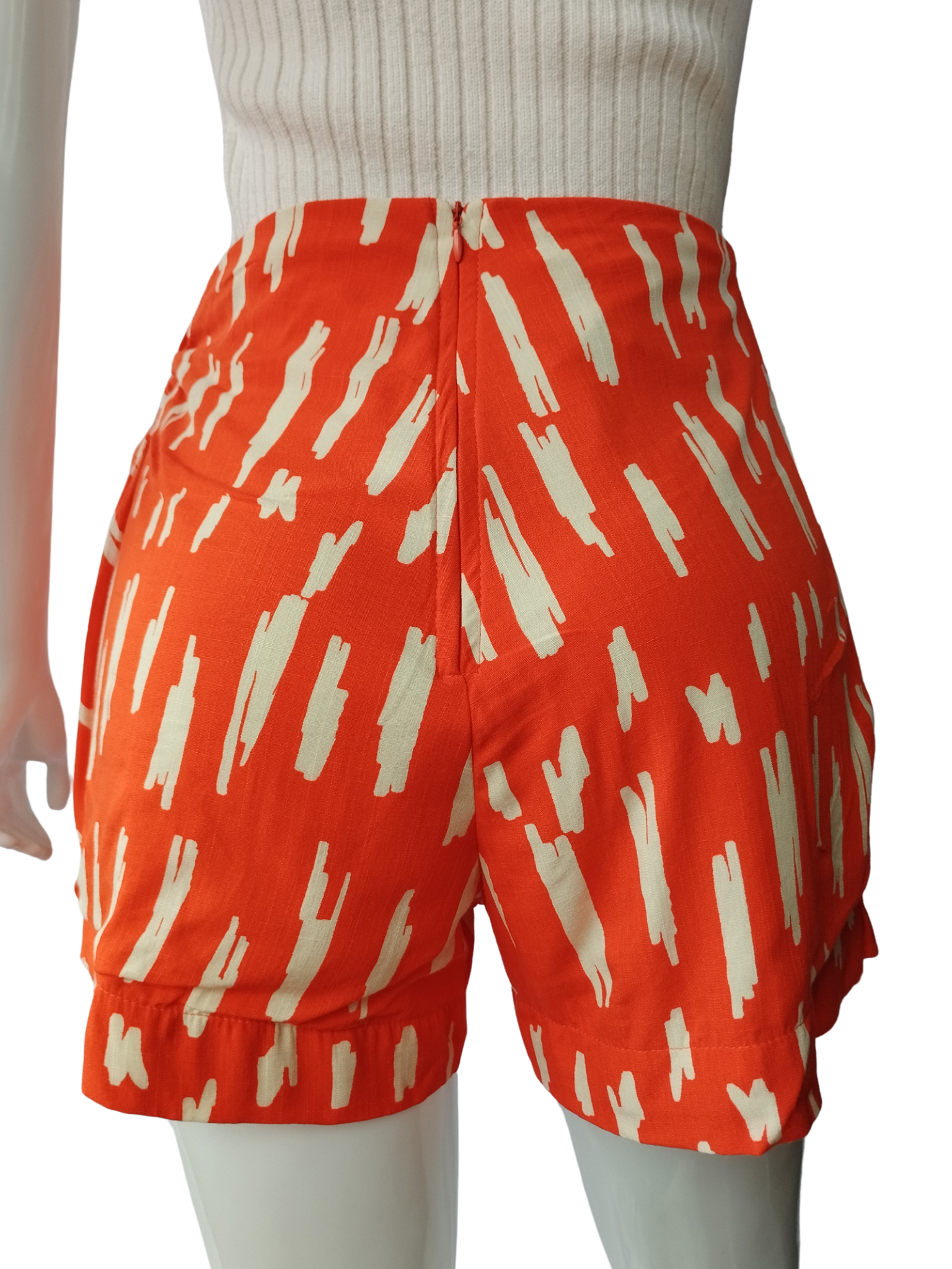 Short Saia Afghan Riscos Vermelho Tamanho P