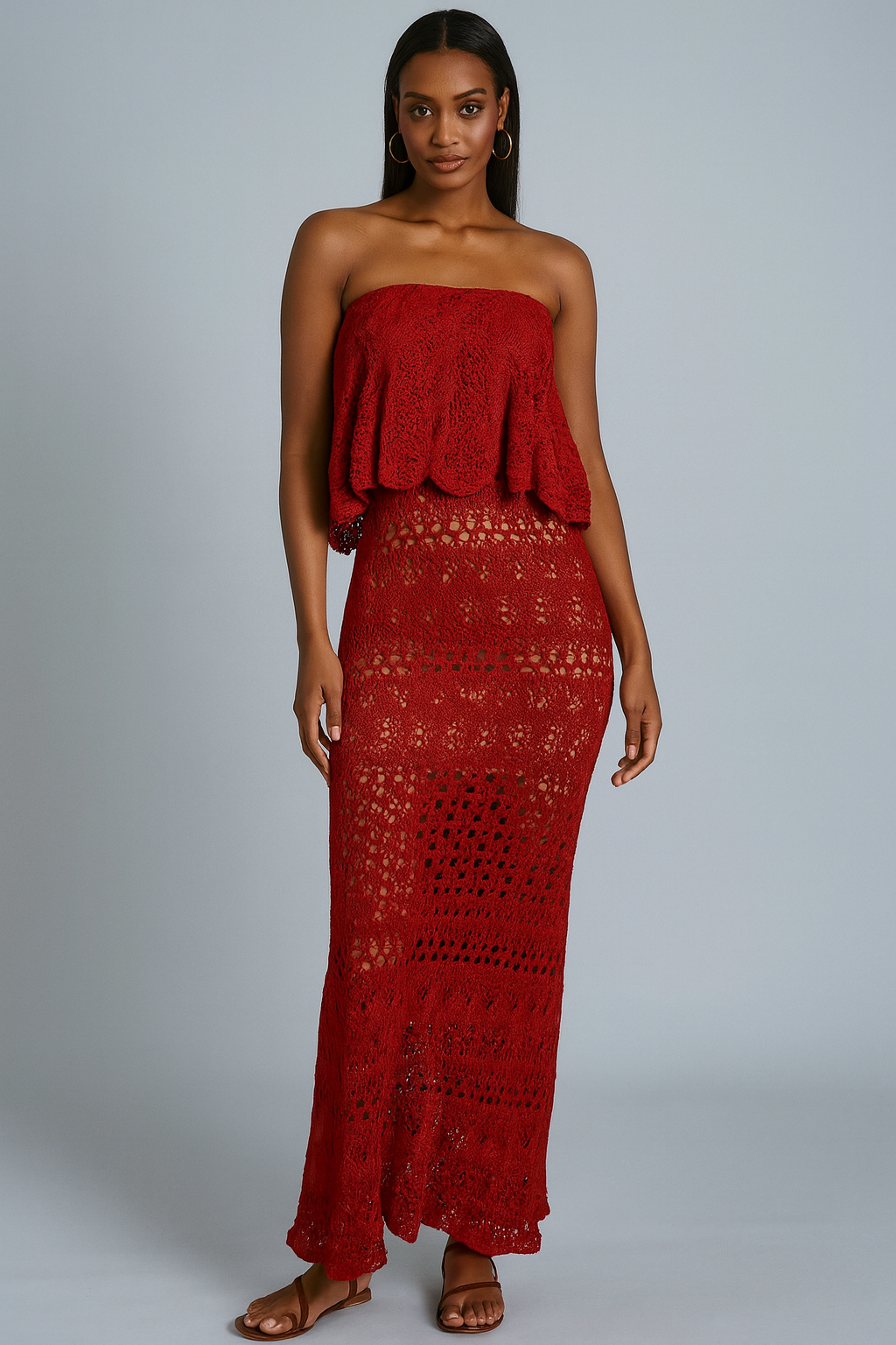 Vestido Longo Galeria Tricot Vermelho tamanho P