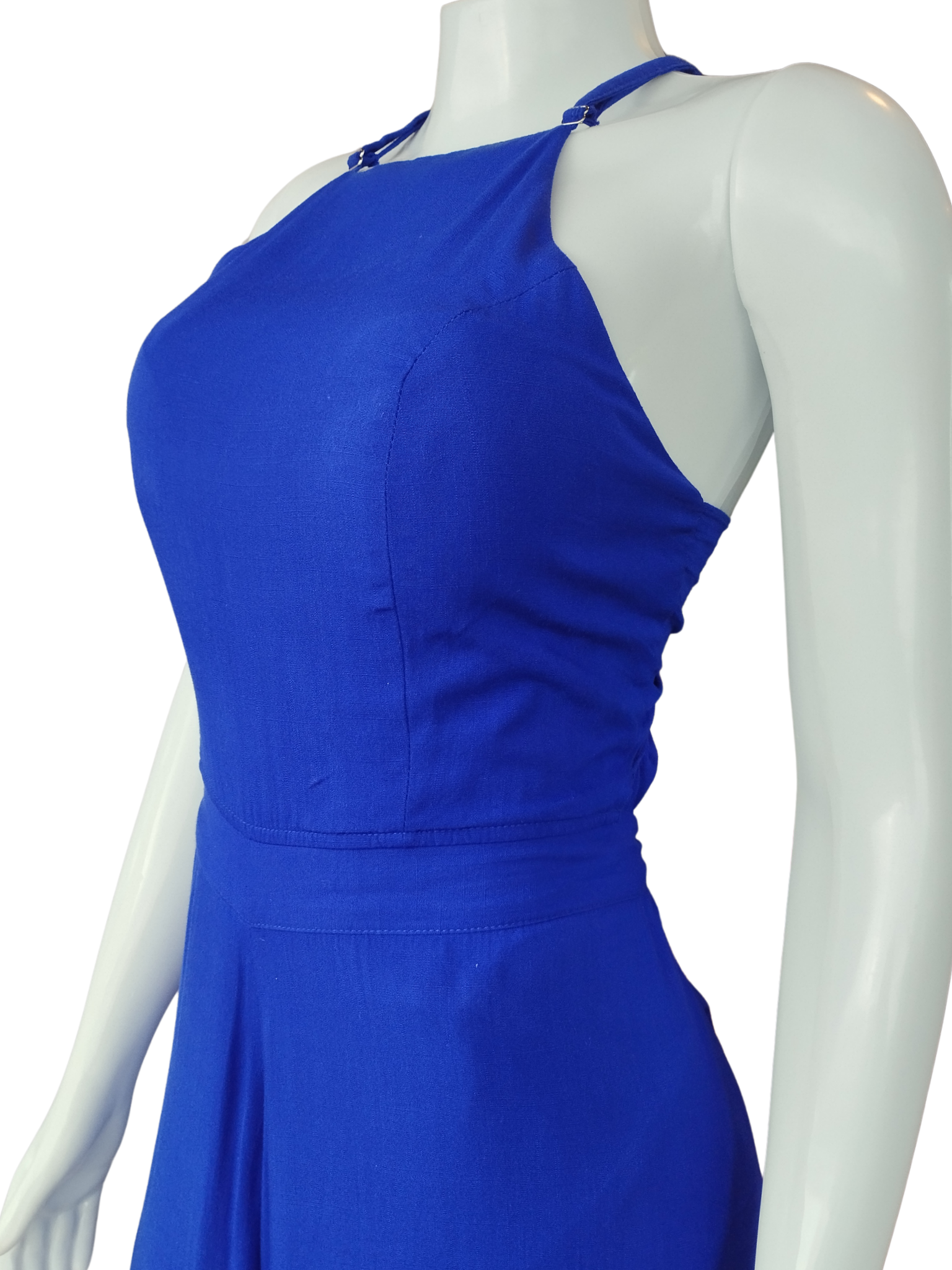 Macacão Pantacourt Amarração Cintura Azul tamanho M