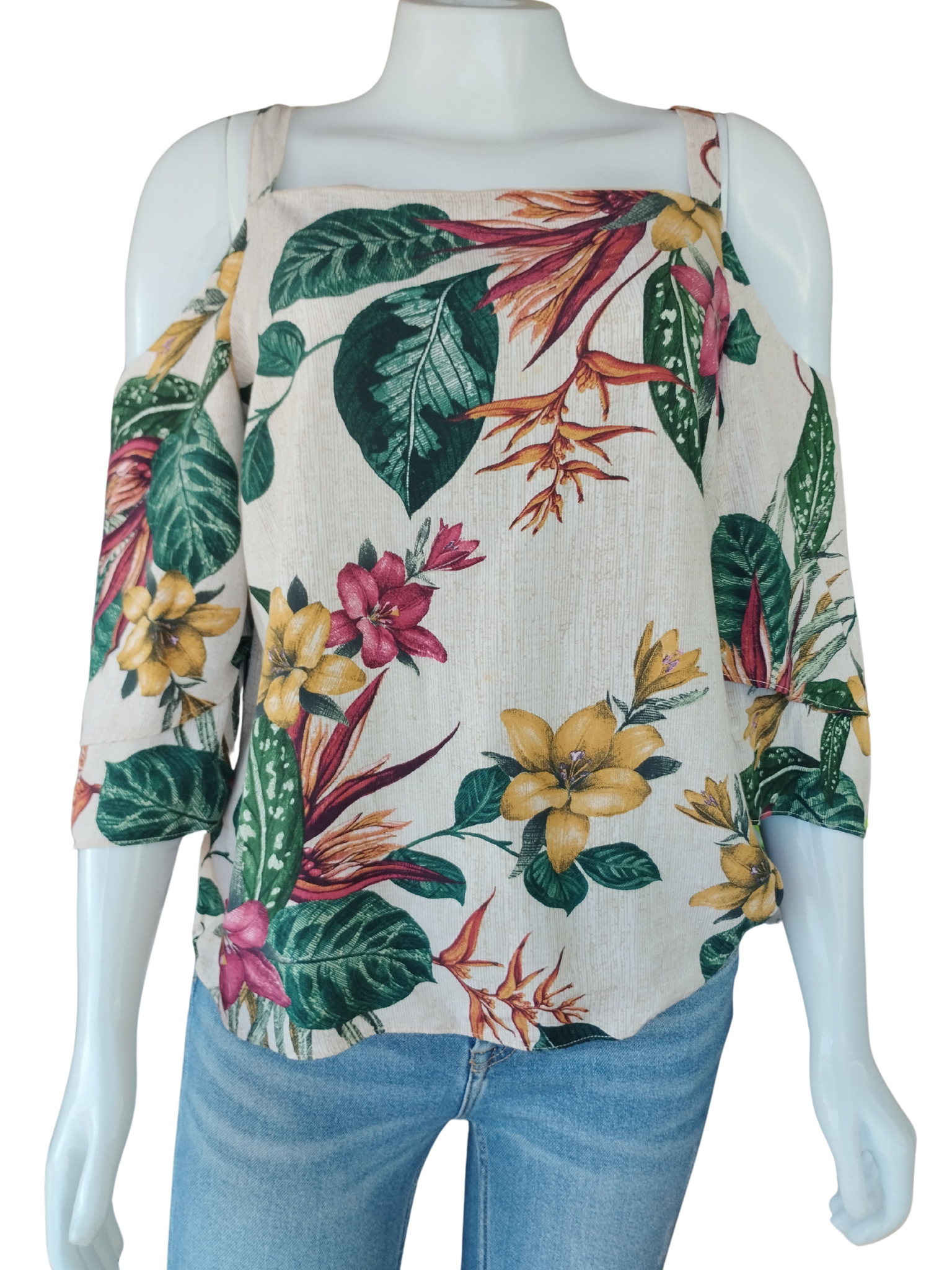 Blusa Decote Ombro Floral tamanho M