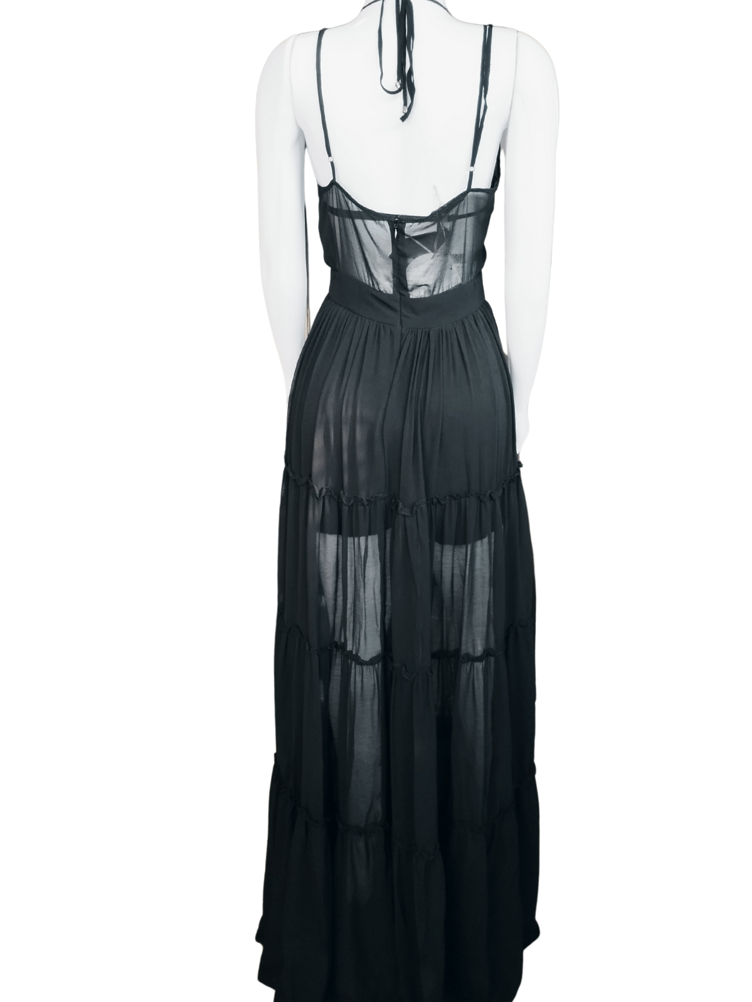 Vestido Agatha Longo Decote Renda Preto tamanho 44