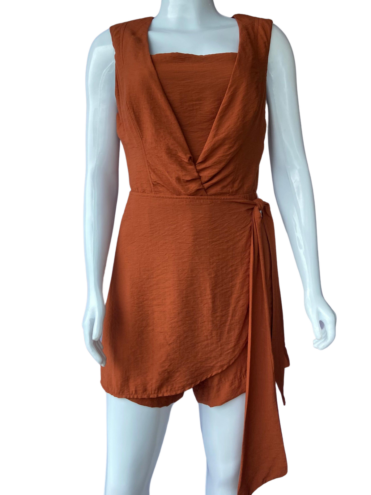 Macaquinho Afghan Decote V Terracota tamanho P