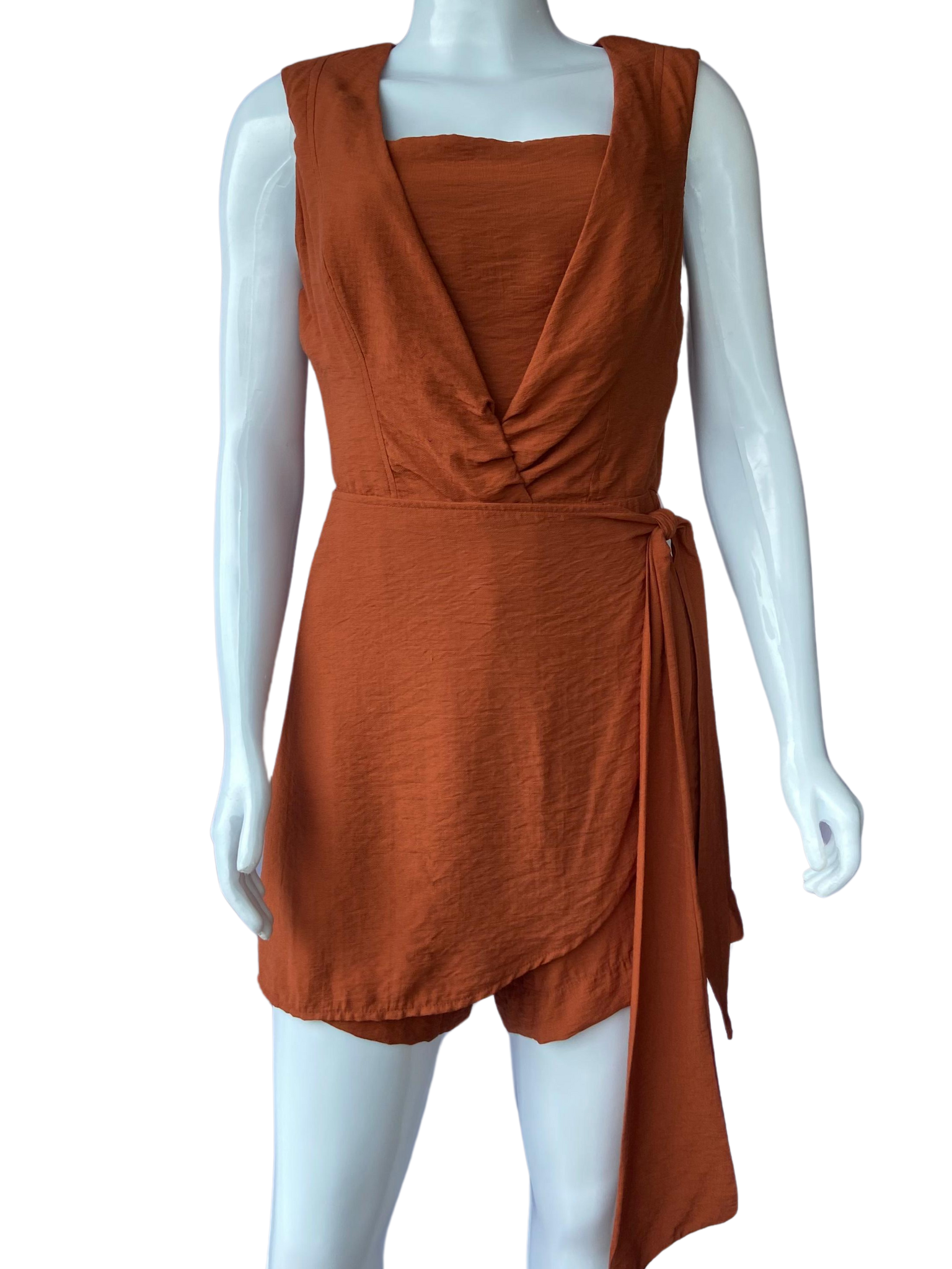 Macaquinho Afghan Decote V Terracota tamanho P