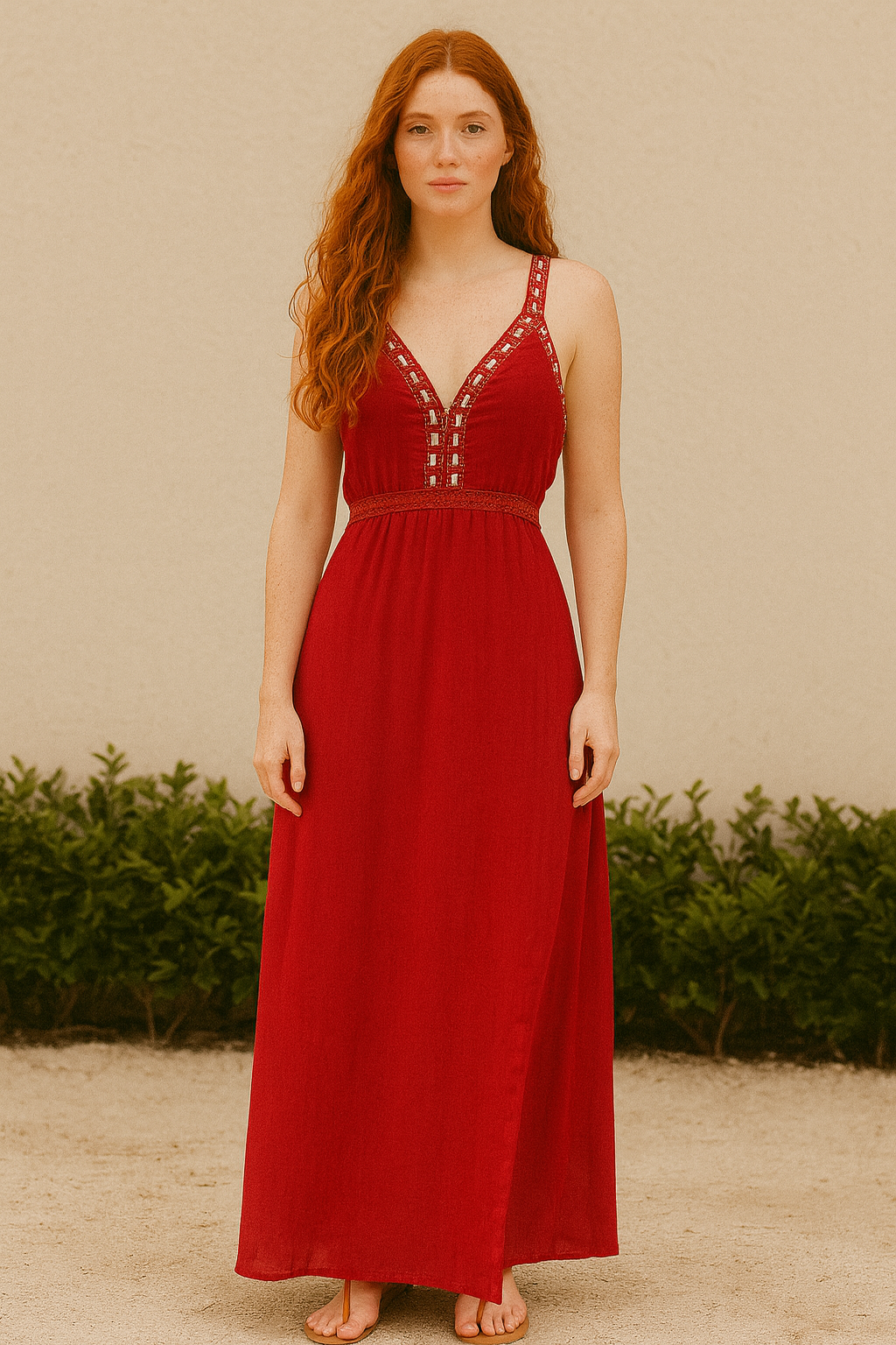 Vestido Longo Pedraria Vermelho tamanho P