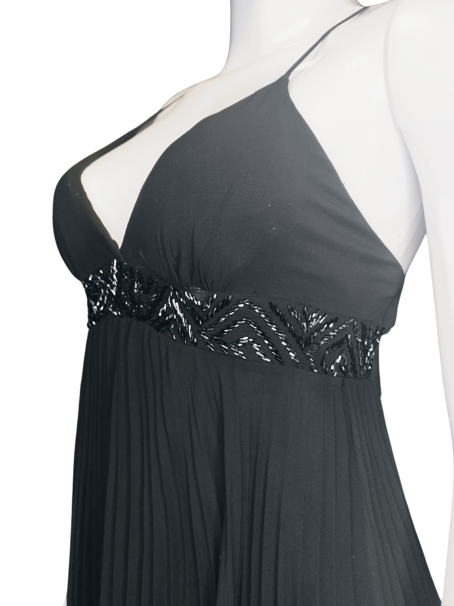 Vestido Gorgeous Plissado Pedraria Preto tamanho M