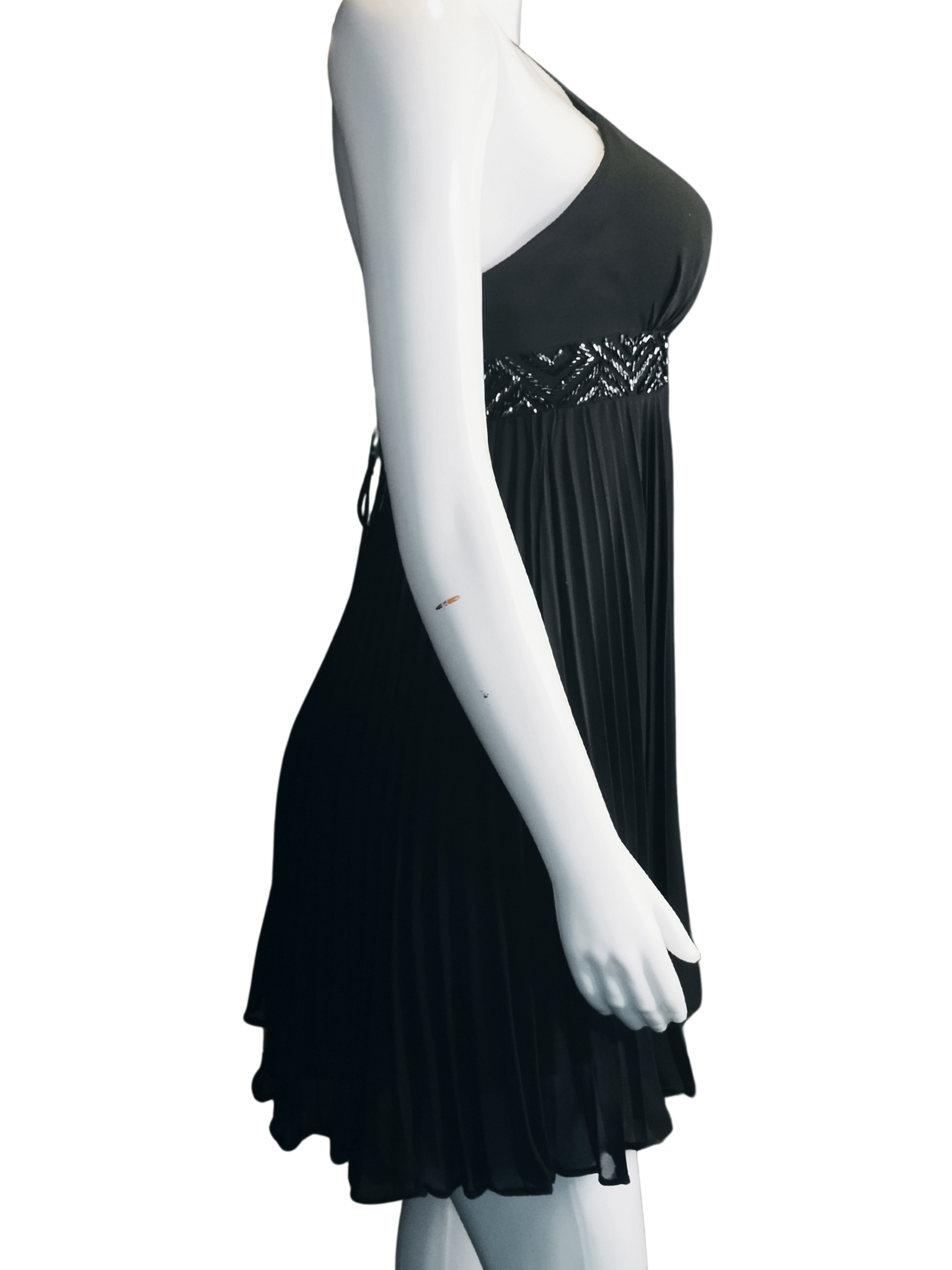 Vestido Gorgeous Plissado Pedraria Preto tamanho M