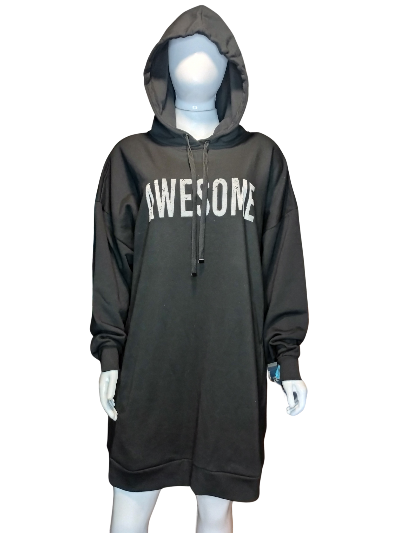 Vestido Moletom Capuz Awesome Preto tamanho GG