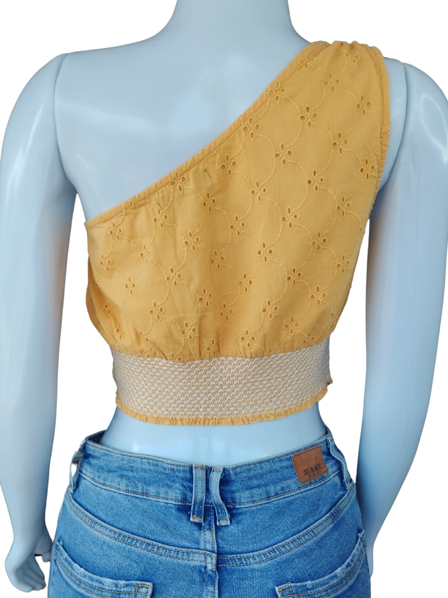 Blusa Cropped Zara Laise Assimétrico Amarelo tamanho P