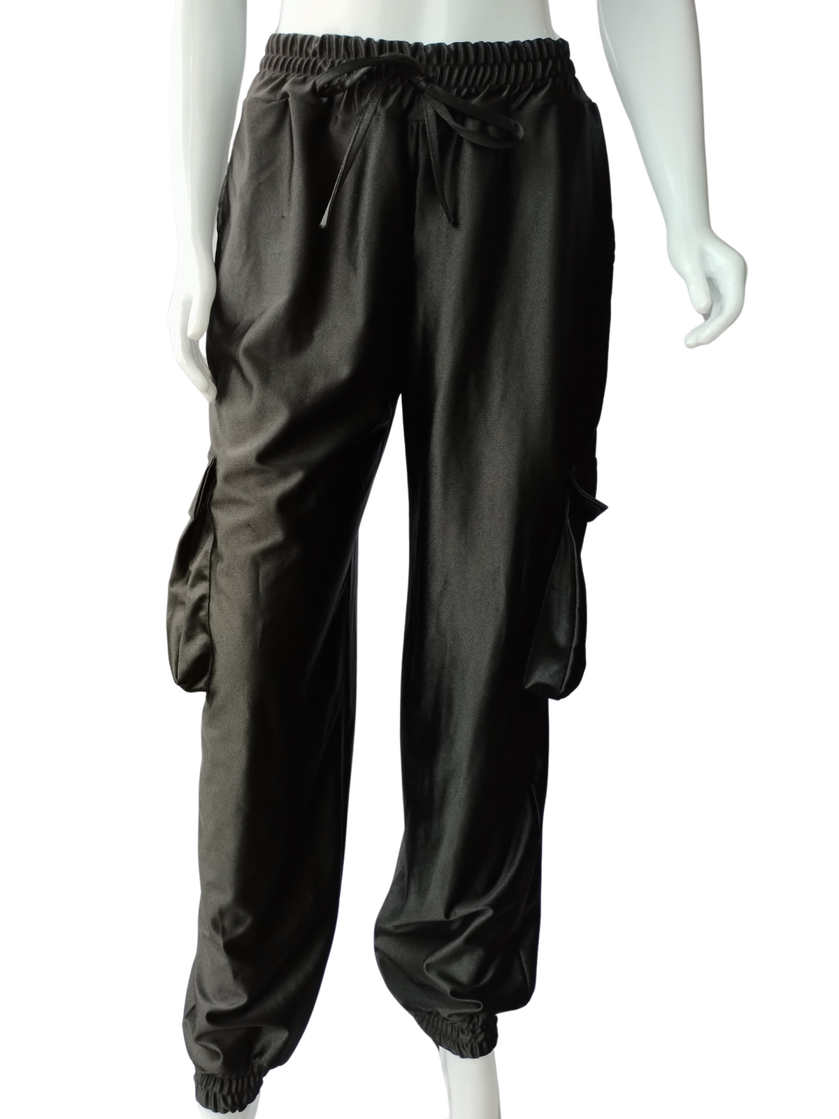 Calça Cargo Acetinado Preto tamanho M