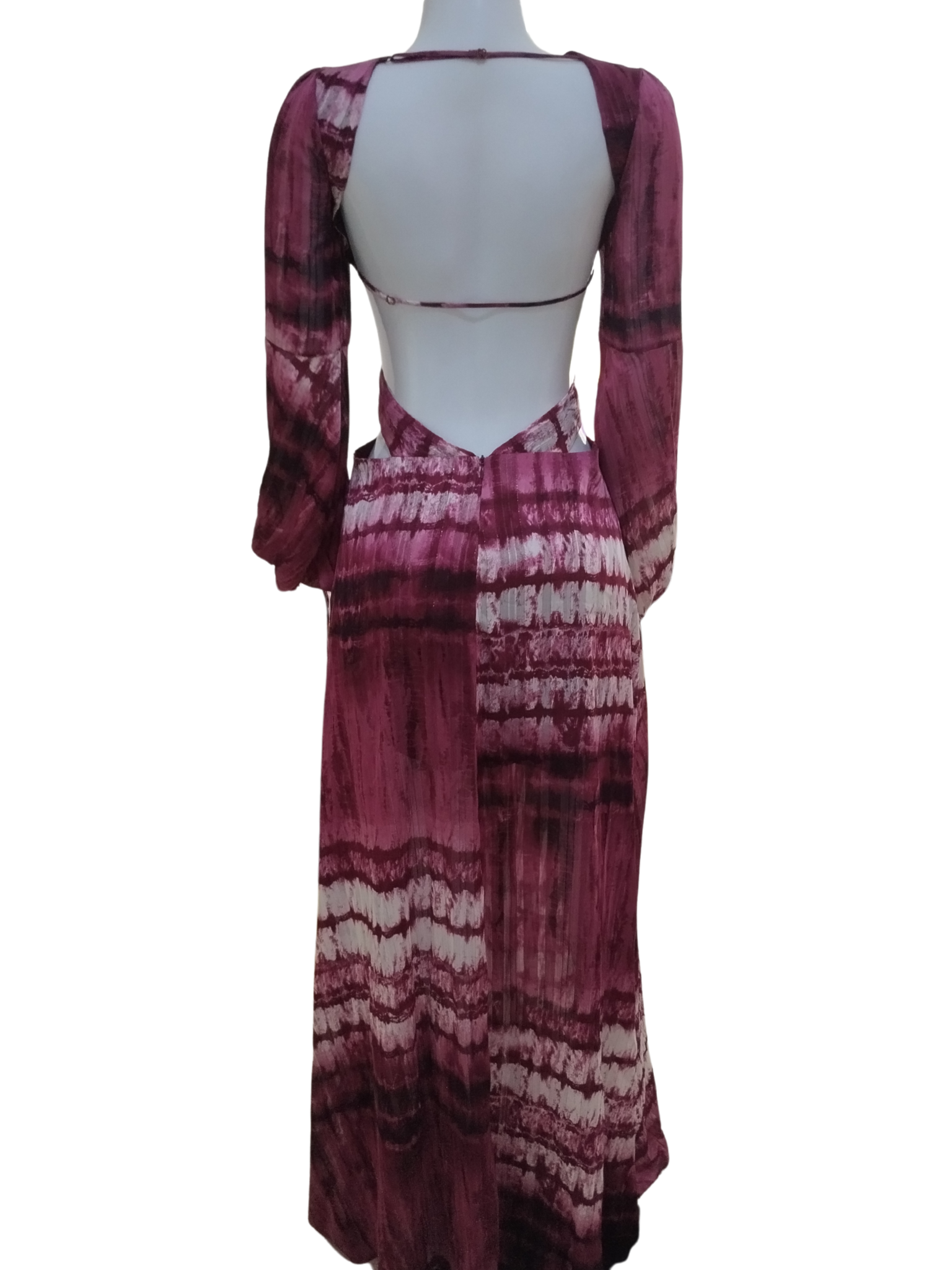 Vestido Agatha Longo Tie Dye Costas Nuas Fucsia Tamanho G