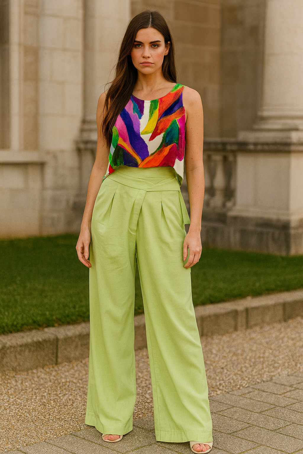 Calça Agatha Alfaiataria Linho Verde Lima tamanho 42