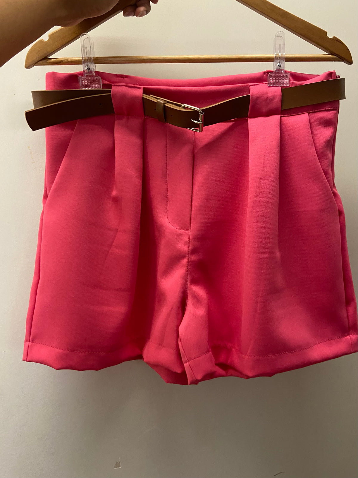 Short Alfaiataria com Cinto Pink Tamanho G