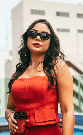 Cropped Afghan Tomara que caia Vermelho tamanho P