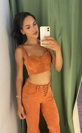 Blusa Agatha Cropped Corset Caramelo Tamanho PP