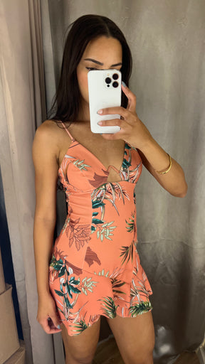 Macaquinho Ágatha Aro Busto Floral tamanho P