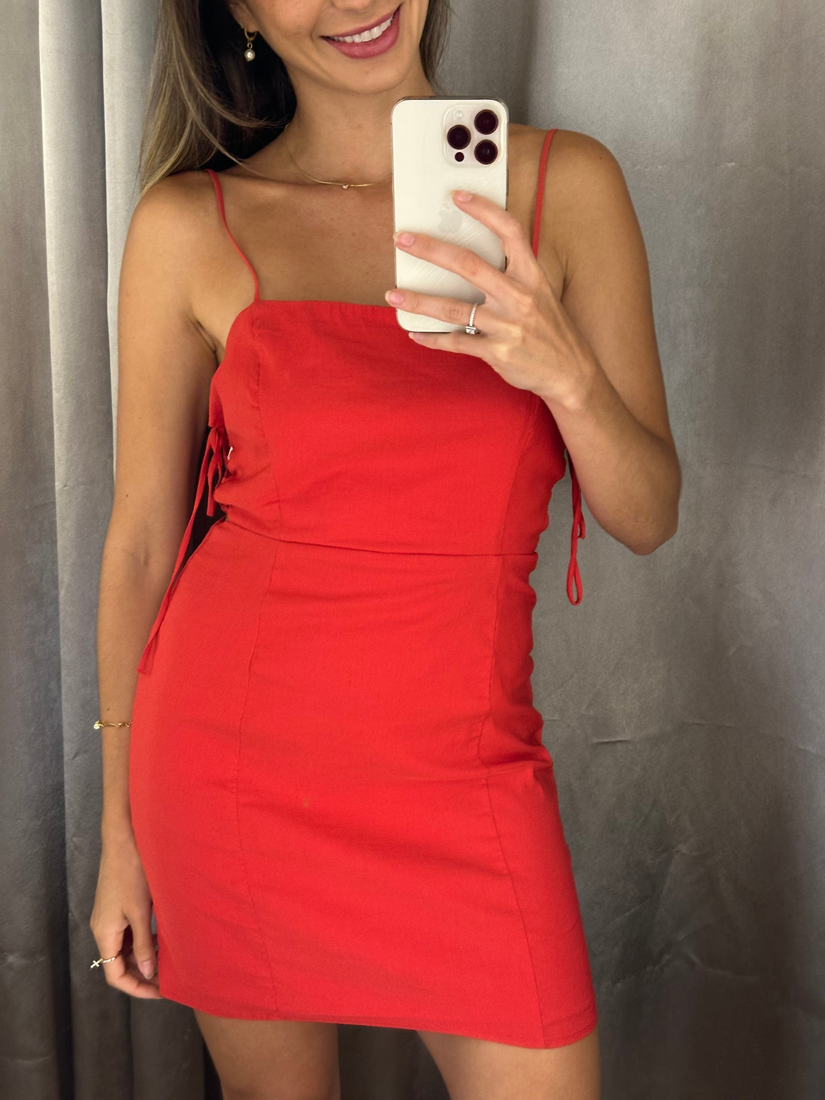 Vestido Zara Amarração Lateral Vermelho tamanho M