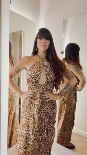 Vestido Afghan Longo Onça tamanho G