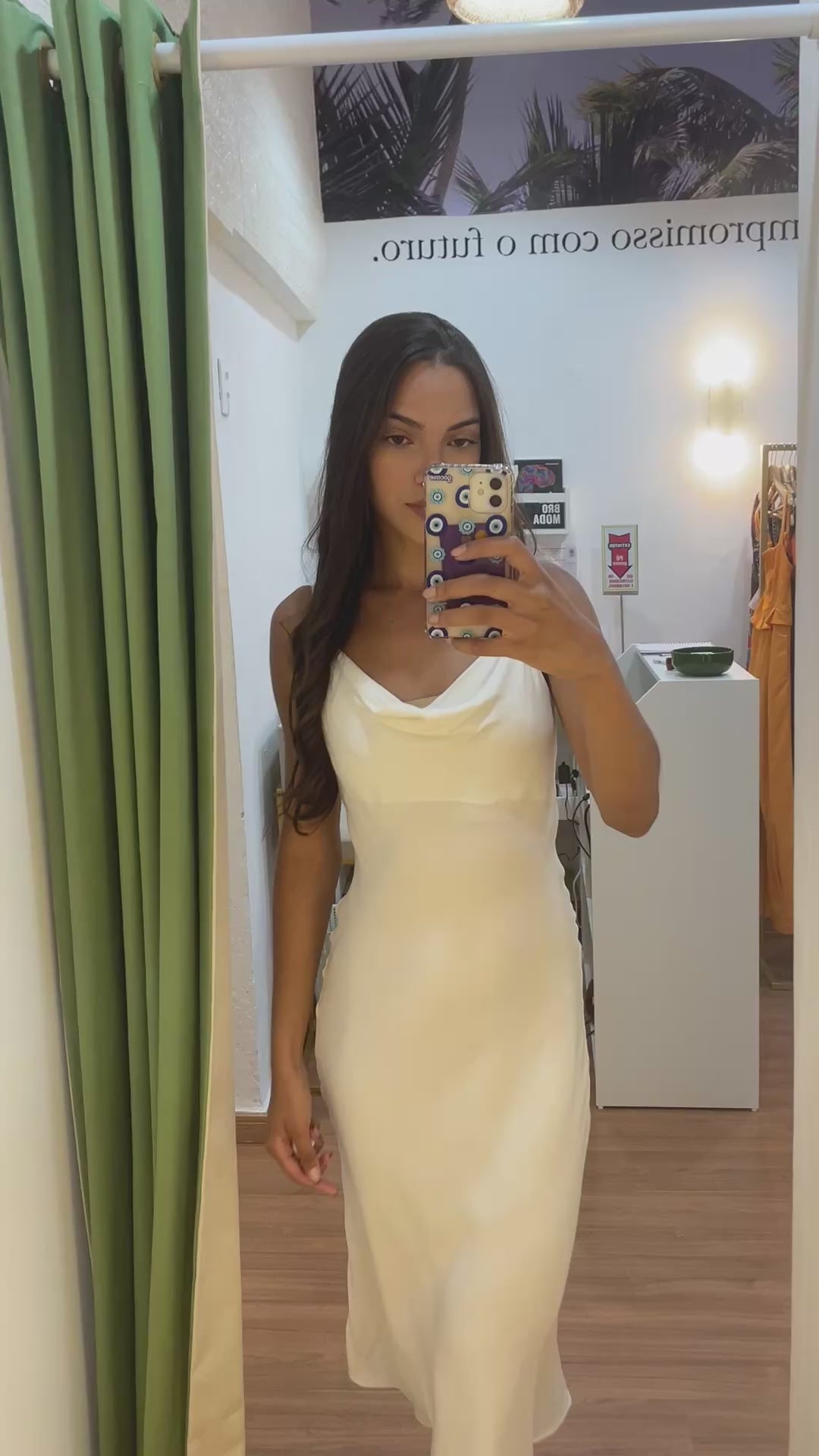 Vestido Midi Reversa Lila Off White tamanho P