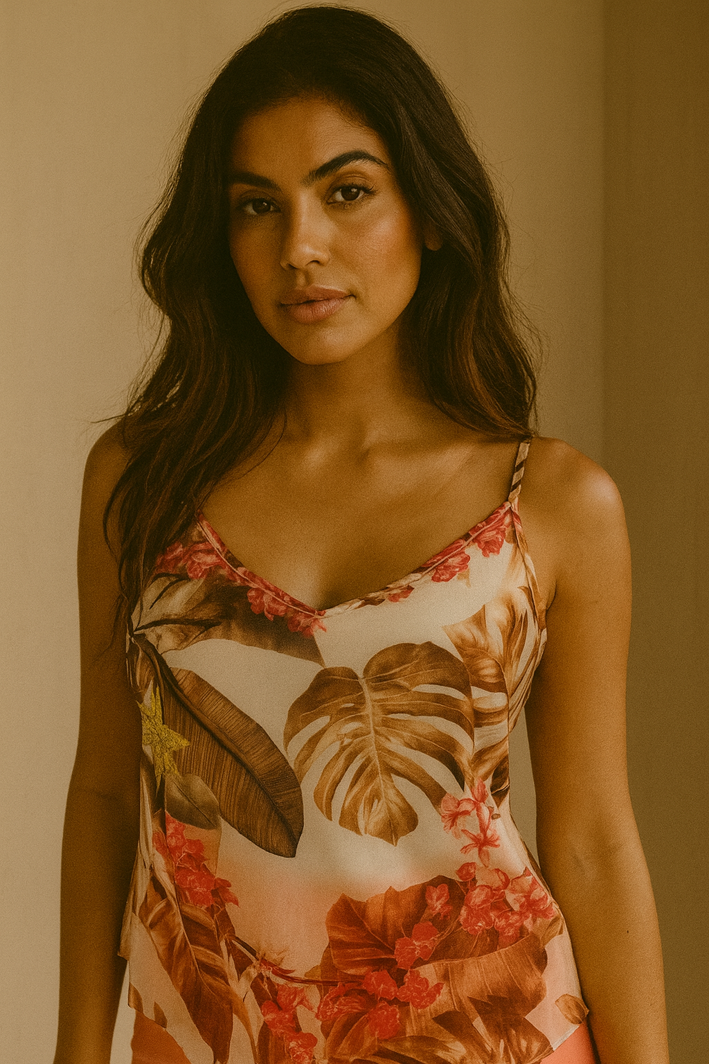 Blusa Ágatha Alça Floral Marrom tamanho 38