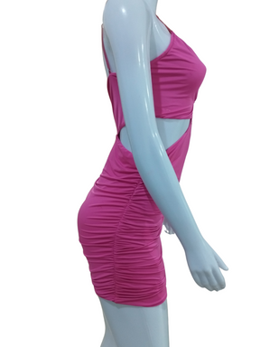 Vestido Agatha Curto Drapeado Rosa Tamanho M