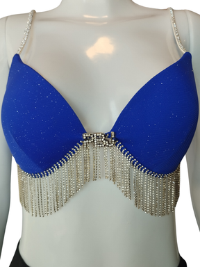 Blusa Top Pitbull Jeans Strass Azul tamanho M
