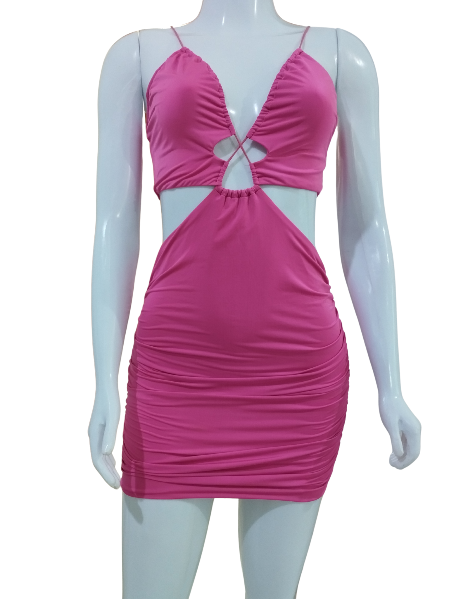 Vestido Agatha Curto Drapeado Rosa Tamanho M