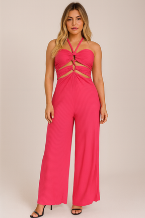 Macacão Garage Tomara que Caia Recorte Busto Malha Rosa tamanho P