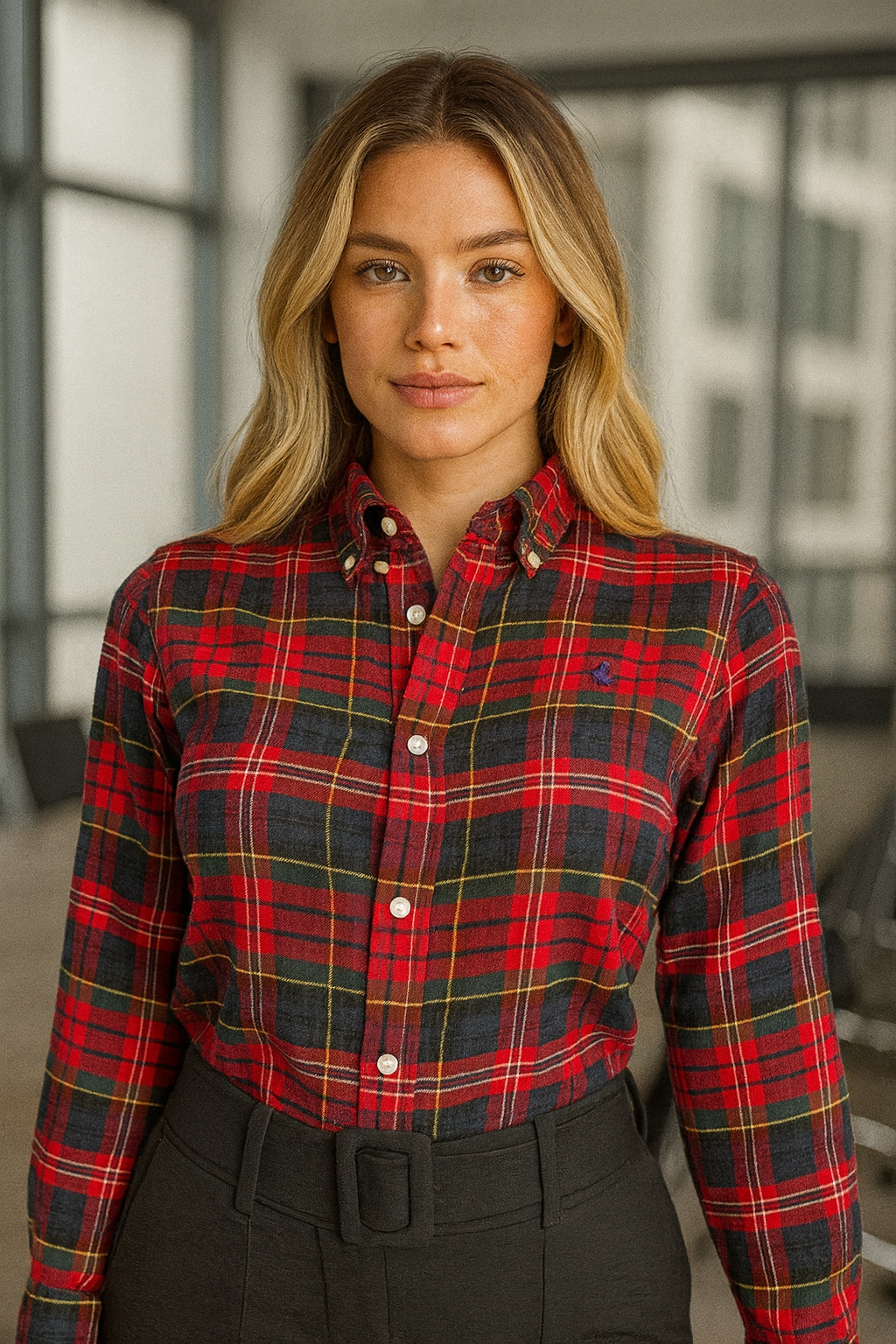 Camisa Social Raph Lauren Xadrez Vermelho tamanho 38