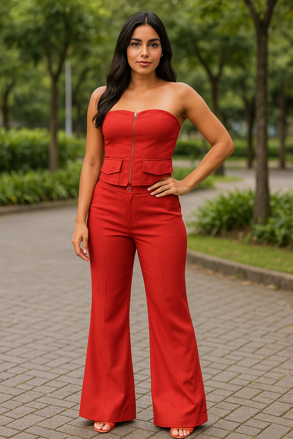 Calça Afghan Alfaiataria Pantalona Vermelha tamanho M