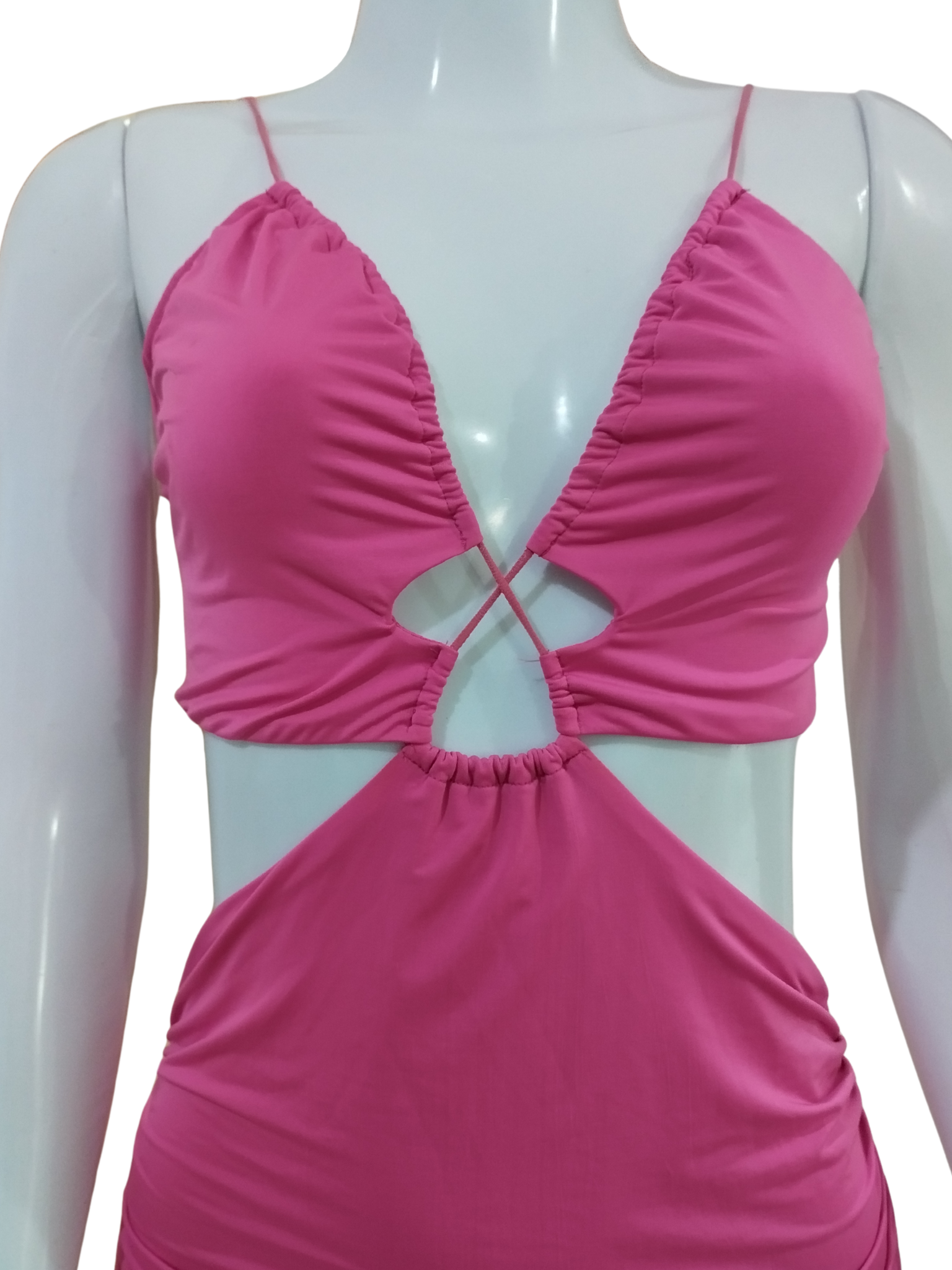 Vestido Agatha Curto Drapeado Rosa Tamanho M