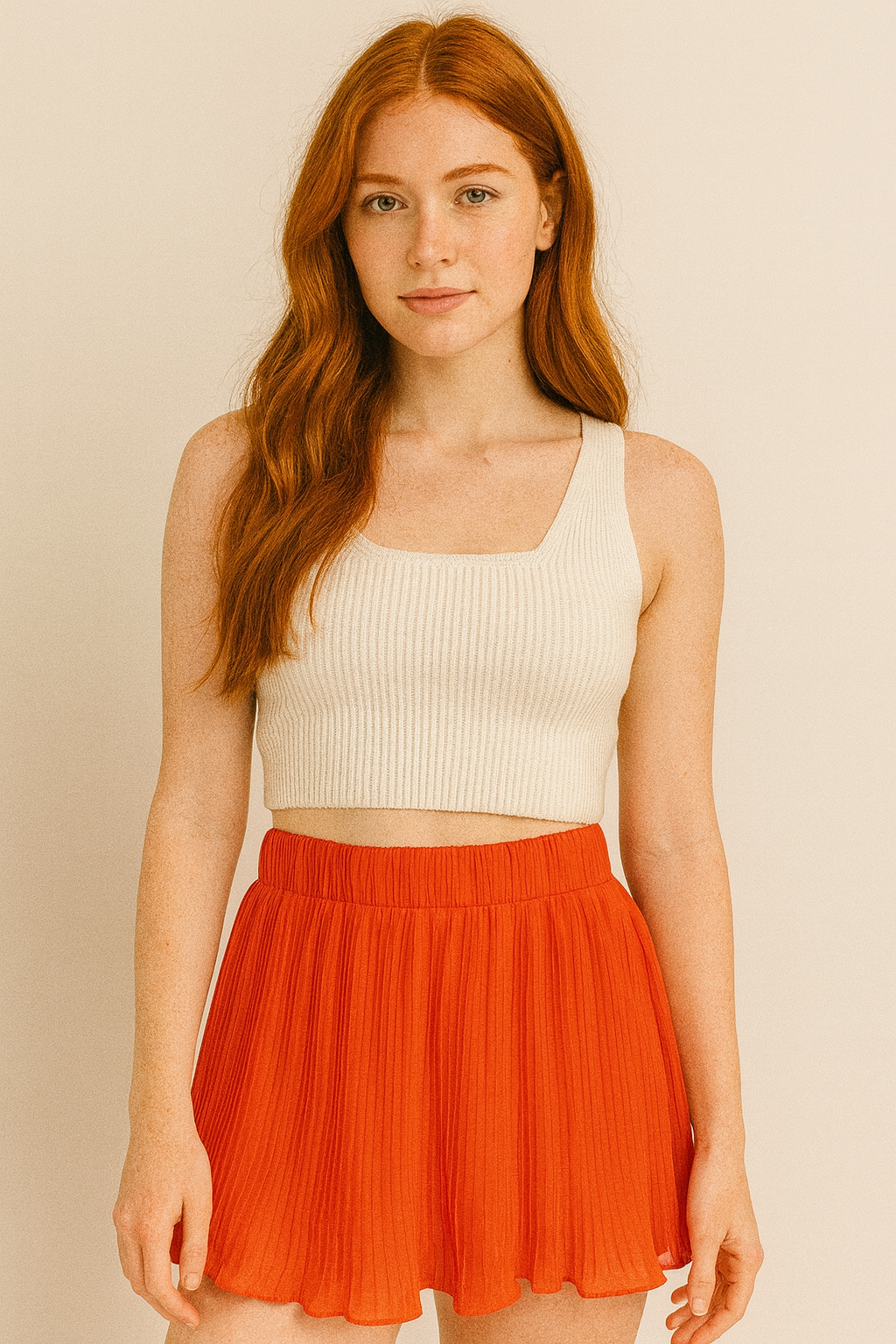 Saia Botswana Plissada Laranja tamanho P