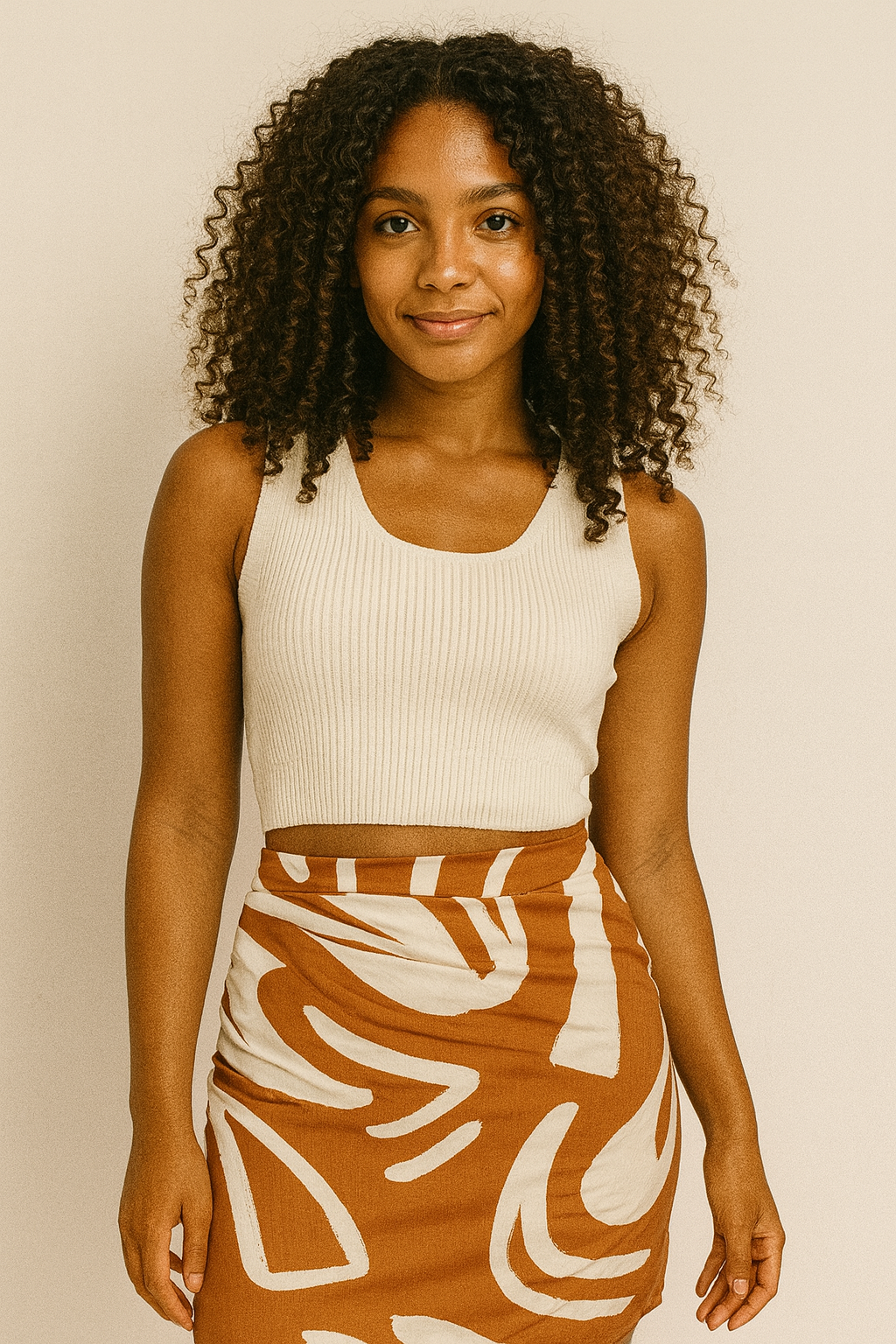 Saia Transpassada Estampa Marrom tamanho M