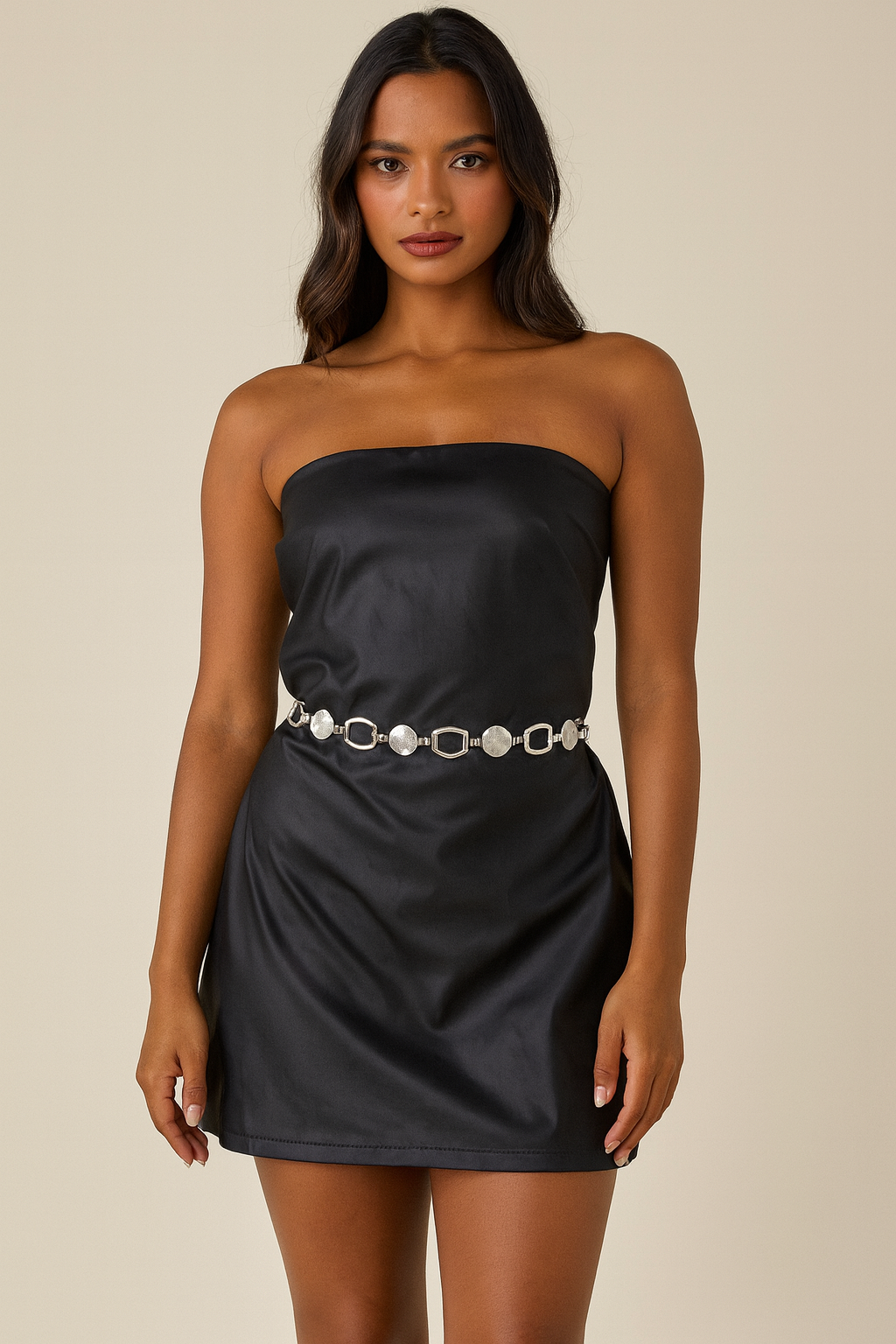 Vestido Afghan Tubinho Couro Fake Preto tamanho G