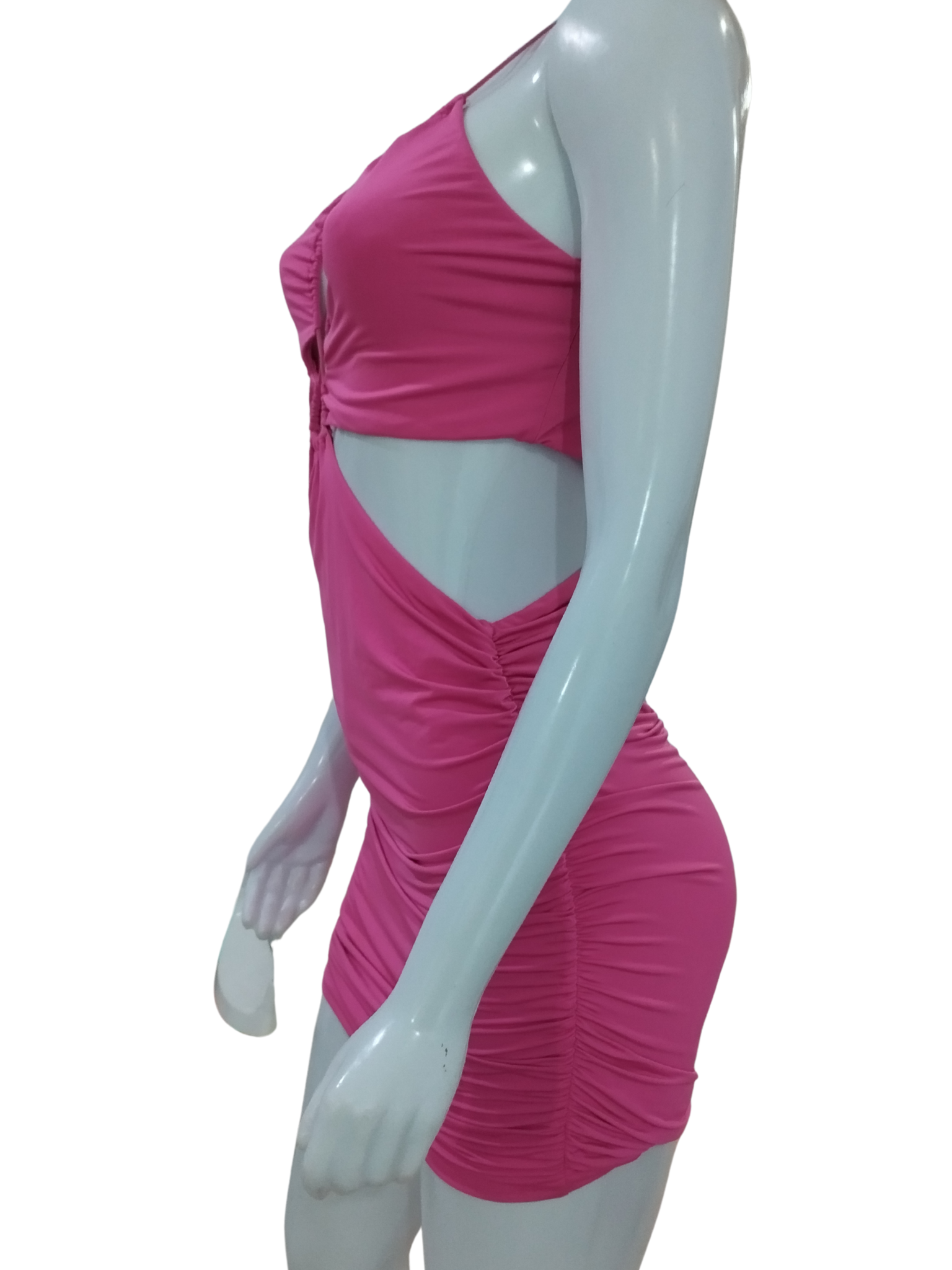 Vestido Agatha Curto Drapeado Rosa Tamanho M