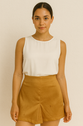 Short Saia Agatha Bengaline Bege tamanho 42